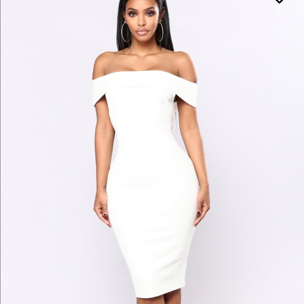 Chantal Off Shoulder Dress - White